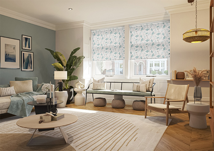 Tribal Leaves, Blue Turquoise - Twist&Fit Roller Blind - Image 7